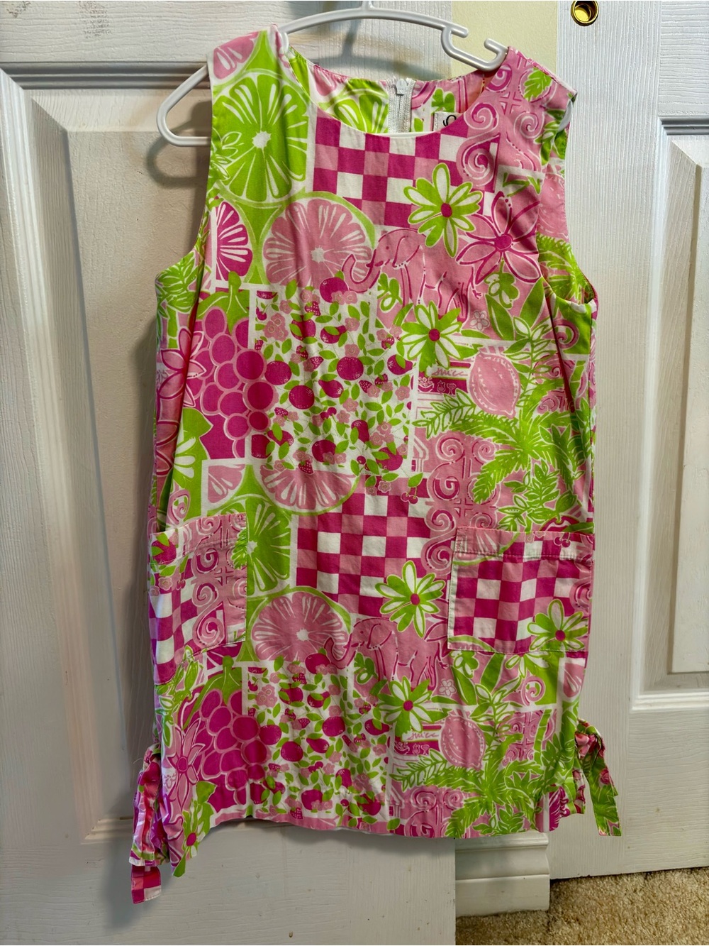 Lilly Pulitzer Pink and Lime Green Patchwork Sleeveless Dress